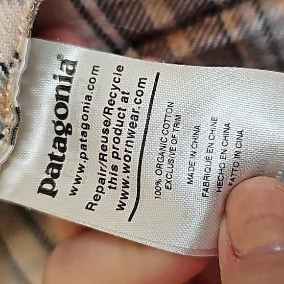 Patagonia neutral plaid flannel shirt size large euc - Picture 4 of 6